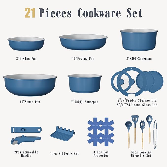 Umite Chef Pots and Pans Set Non Stick, Healthy Induction Cookware Oven Safe RV - Image 2