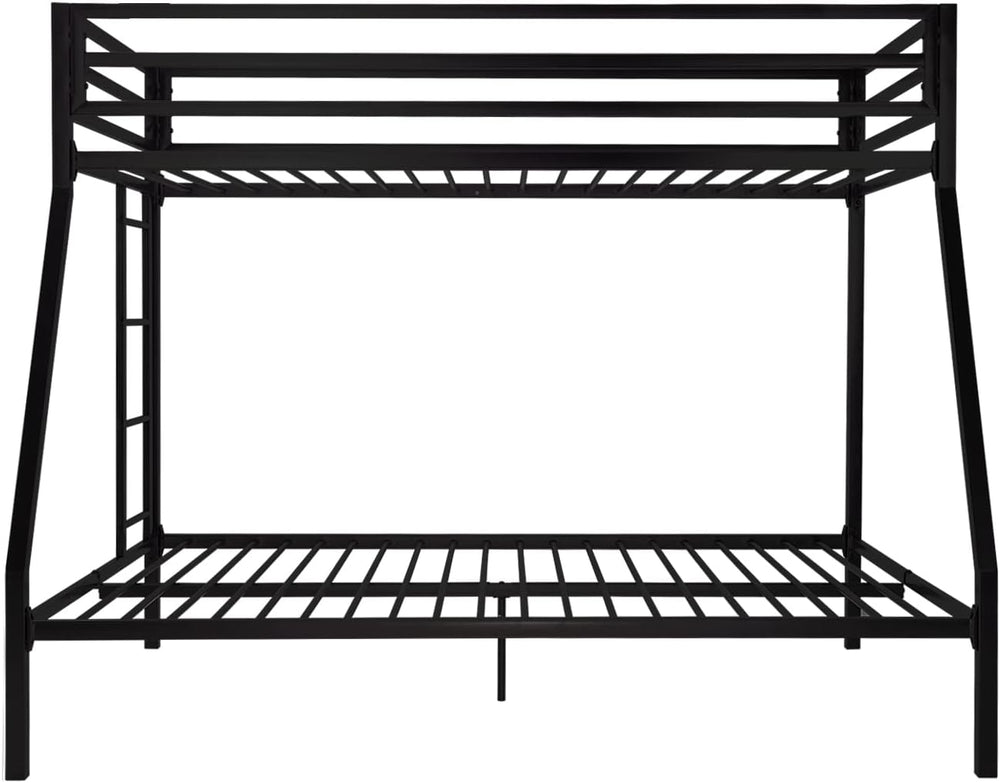 SHA CERLIN Bunk Bed Twin Over Full Size with Ladder and Guardrail,Black