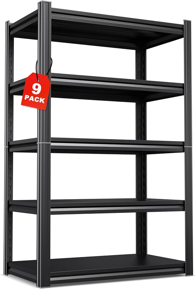 Set of 9 71"H Garage Shelving-2050LBS 5 Tier Storage Shelves, Adjustable Heavy by Unknown
