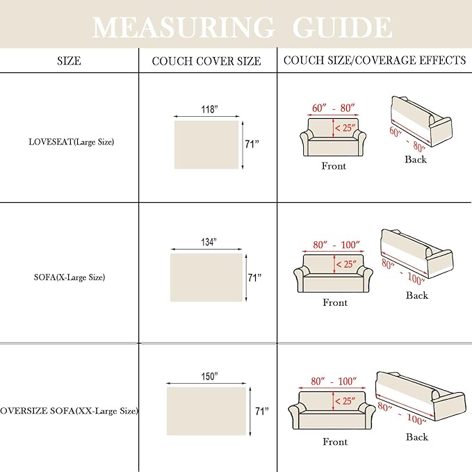 HANDONTIME Beige Couch Covers for 3 Cushion Sofa - Image 3