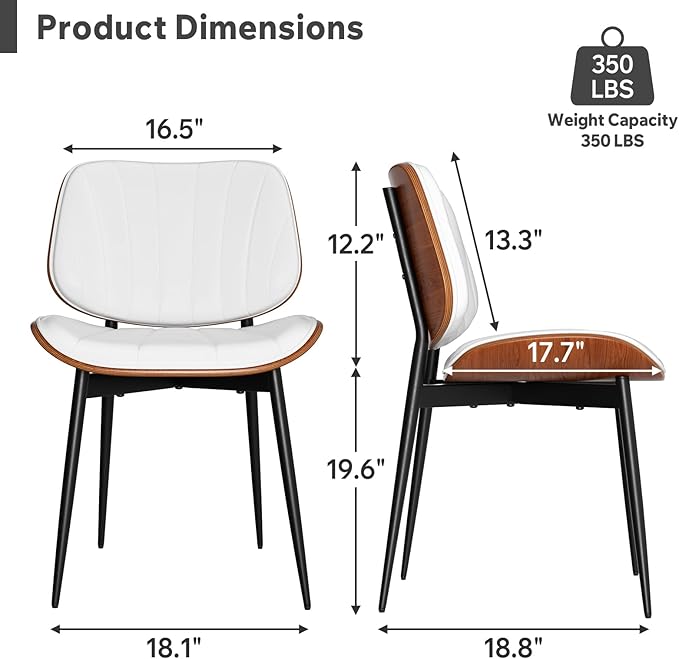 Dining Chair, Mid Century Modern Dining Room Chairs, Upholstered Faux Leather...