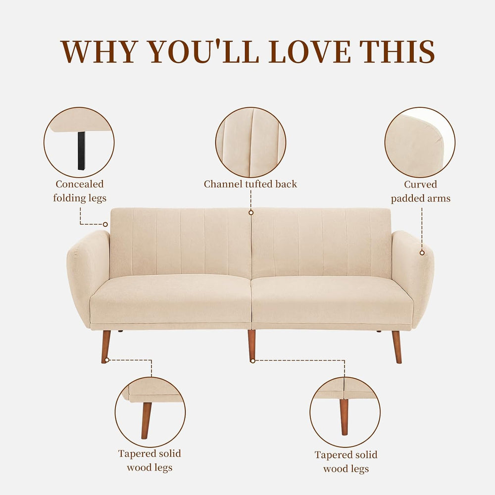 Furnimart 81" Futon Sofa Bed, 3-Way Convertible Sleeper Sofa, Modern Lov...