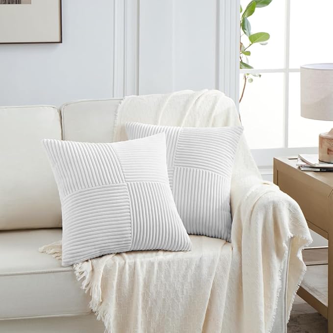 Fancy Homi 2 Packs Pure White Decorative Throw Pillow Covers 20x20 Inch - Image 6