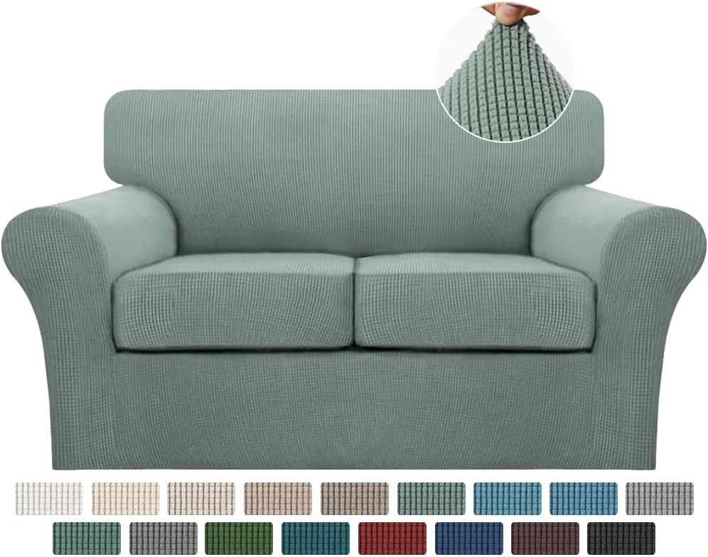 Turquoize 3 Piece Sofa Covers for 2 Cushion Couch Sofa Slipcover Soft Couch C...