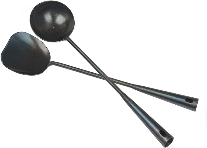 ZhenSanHuan Chinese Traditional HandMade Iron Spatula & Ladle Wok Tool Set by %E8%87%BB%E4%B8%89%E7%8E%AF