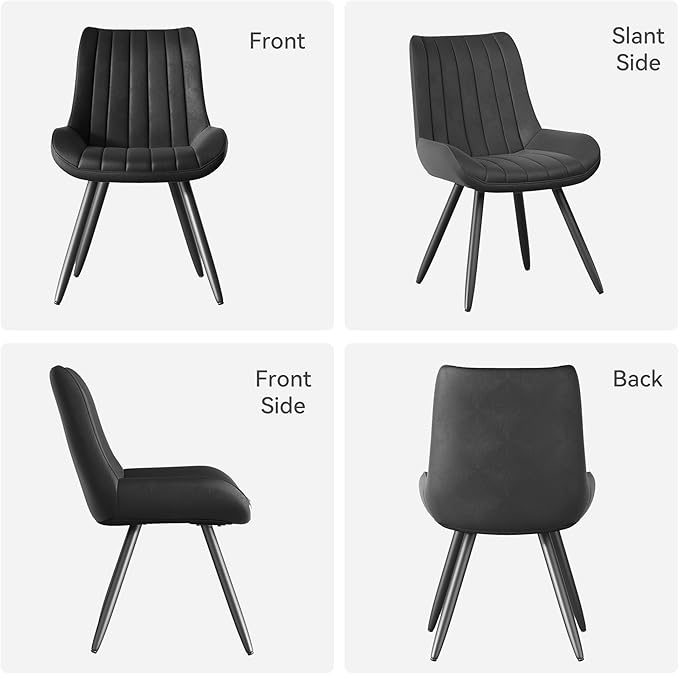 Mid Century Modern Dining Chairs Set of 4, Soft Cushion Upholstered Fabric Ki...