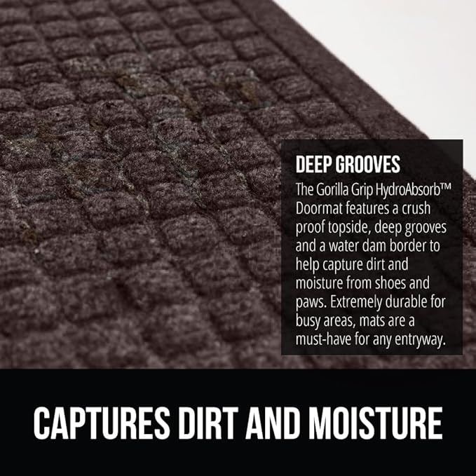 GORILLA GRIP® Ultra Absorbent Front Door Mat Outside Entrance 35x23, Traps Dirt - Image 5