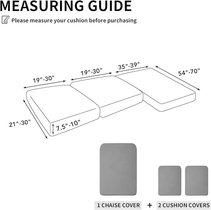 Easy-Going Stretch 3 Pieces Couch Cushion Covers - Image 2
