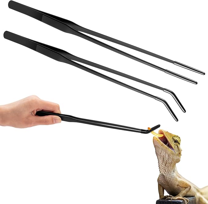Lasnten 2 Pcs Extra Long Stainless Steel Reptile Feeding Tongs by Lasnten