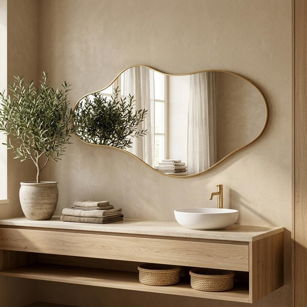 Irregular Wall Mirror 22"x40" Gold Abstract Asymmetrical Mirrors fo...
