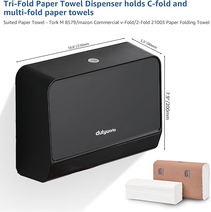 Paper Towel Dispenser Wall Mounted, Trifold/C Fold/Z Fold Paper Towel Holder - Image 2
