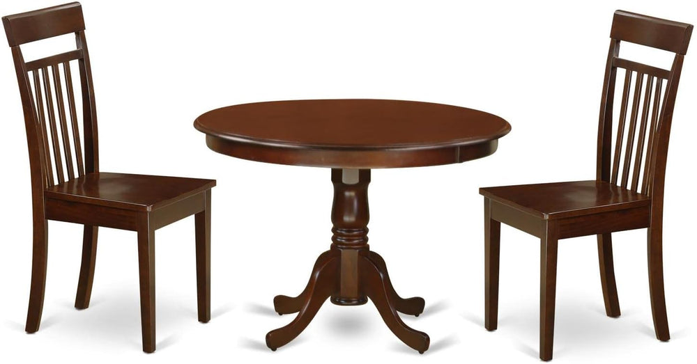 East West Furniture HLCA3-MAH-W 3 Piece Kitchen Table Set for Small Spaces Co...