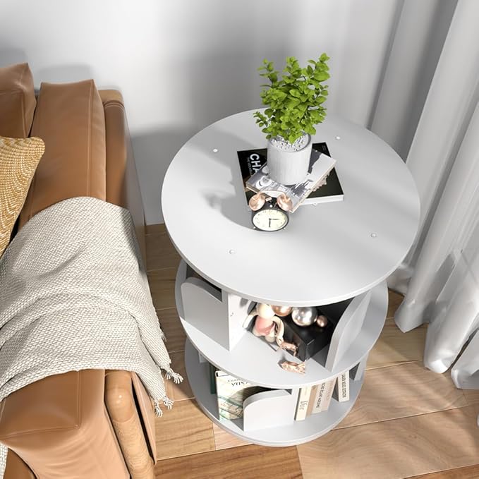 Nidouillet Rotating Bookshelf, Revolving Bookcase 360 Display Round Bookshelf...