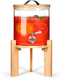 Glass Beverage Dispenser with Bamboo Stand 6.7 In and Lid, Iced 1.5 Gallon by StrirumoHome