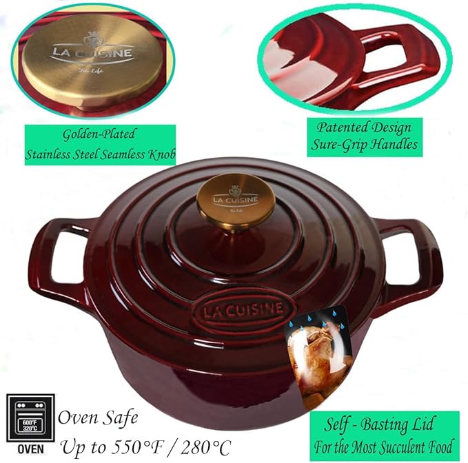 La Cuisine Enameled Cast Iron Dutch Oven Casserole Dish Pot