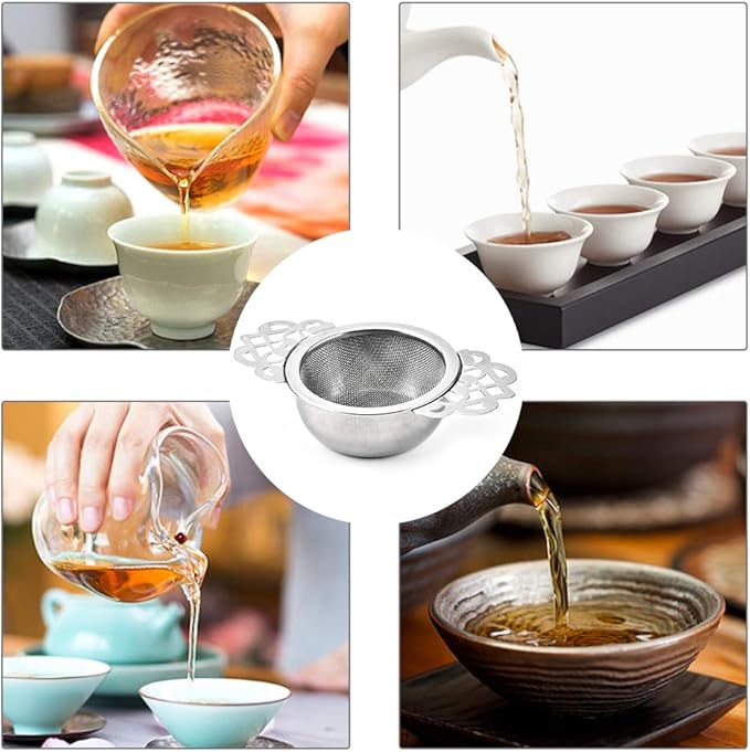 Picowe 2 Pack Tea Strainer Bowl, Stainless Steel Sliver Tea Strainers - Image 4