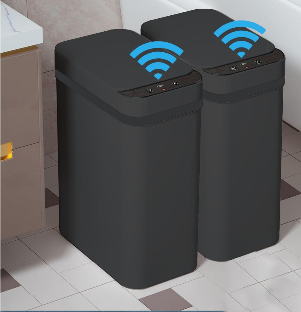 Yatmung 2 Pack - Skinny Trash Bin Sensor Motion 2.5 Gallon Touchless Bathroom