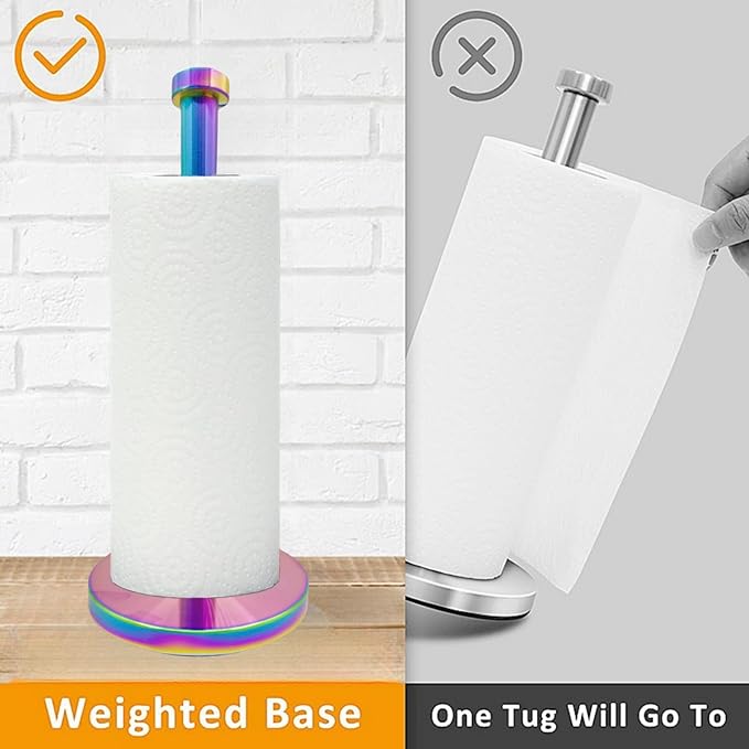 Stainless Steel Paper Towel Holder Countertop, Rainbow Kitchen Roll Holder Stand - Image 4