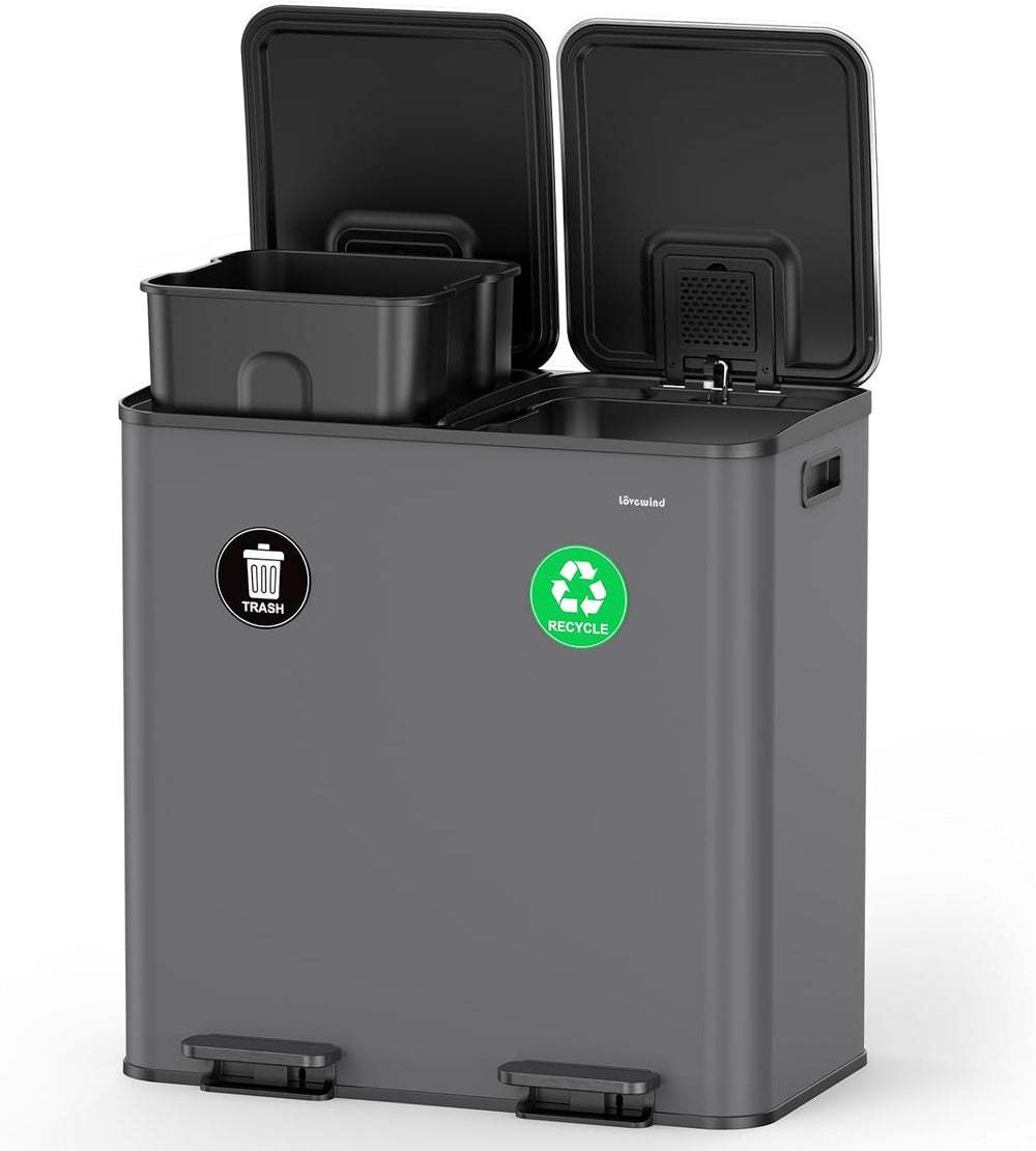 Lovewind 2×11.5 Gallon Dual Trash Can, Stainless Steel Dual Garbage and