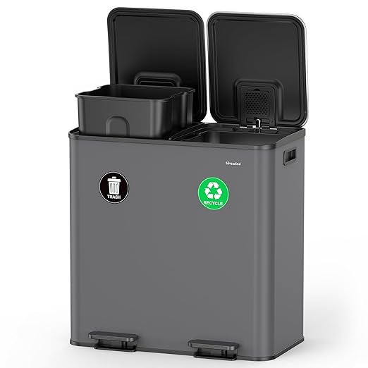 Lovewind 2×11.5 Gallon Dual Trash Can, Stainless Steel Dual Garbage and by LOVEWIND