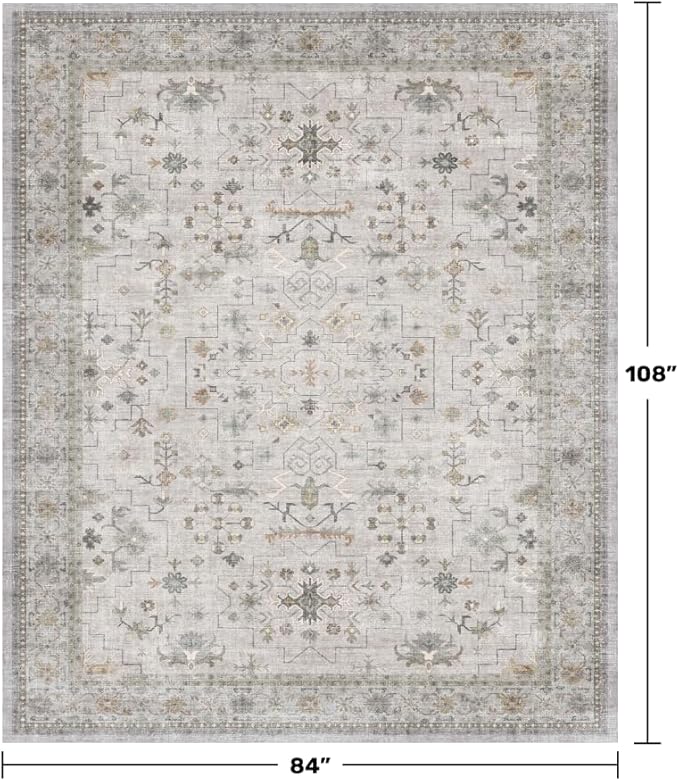 Hazo Haus Boho Light Grey Living Room Rug 7x9 - Image 2