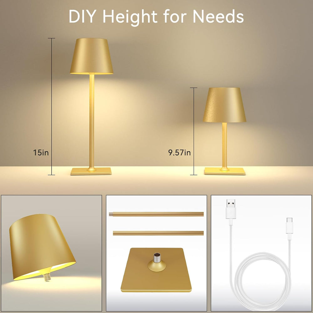 Yogaret 4 Pack Gold Rechargeable Led Cordless Table Lamps,Cordless Lamp with ...
