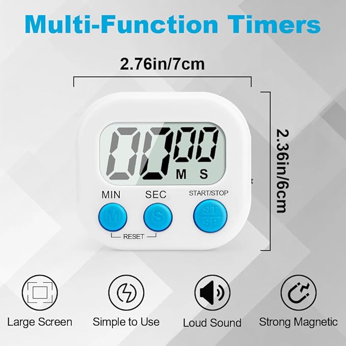 Digital Kitchen Timer, Magnetic Countdown Minute Simple Timer - Image 2