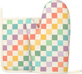 Vintage Checkered Silicone Oven Mitts Pan Mats Set of 2, Heat Resistant Gloves by Cayiibe