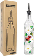 17oz Hand Painted Glass Olive Oil Bottle - 500ml Green Oil & Vinegar Cruet - by YIYUKODO