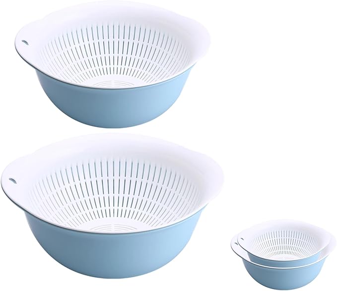 Colander Bowl Set of 2, Nesting Large Capacity Plastic Food Strainer by Lumumix