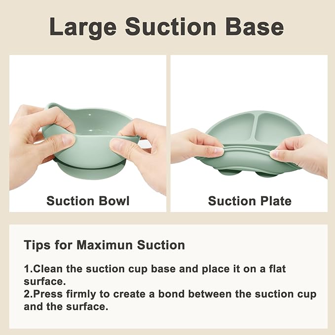 Silicone Baby Feeding Set | Baby Led Weaning Supplies Includes Suction Bowls - Image 4