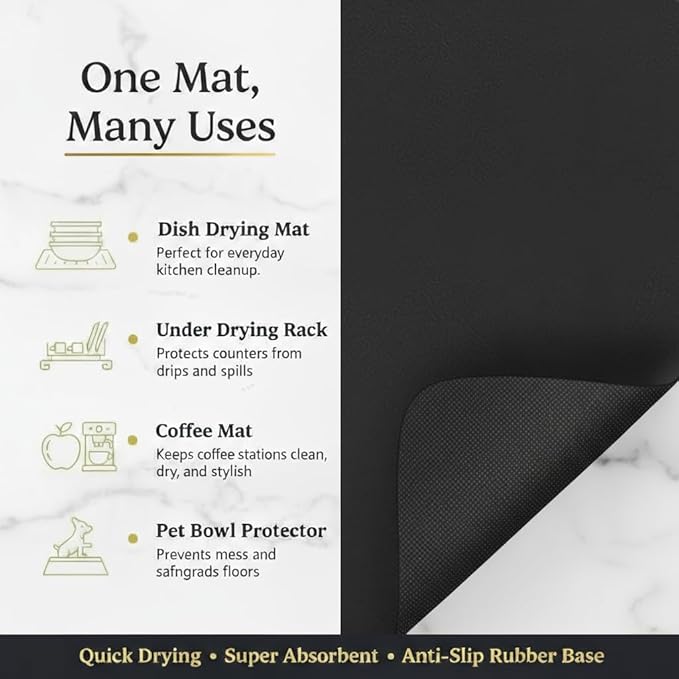 Dish Drying Mat Super Absorbent – 17" x 31" Coffee Mat - Image 4