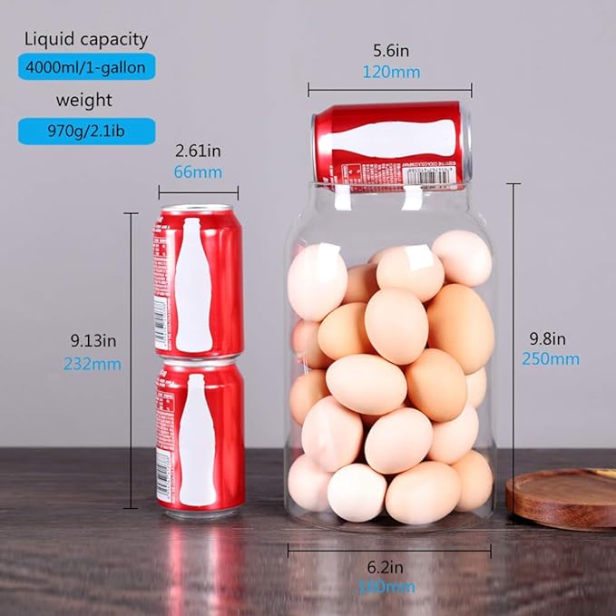 SAIOOL Egg Jar, kitchen canister， 1 Gallon Large Glass Food Storage Jars - Image 4