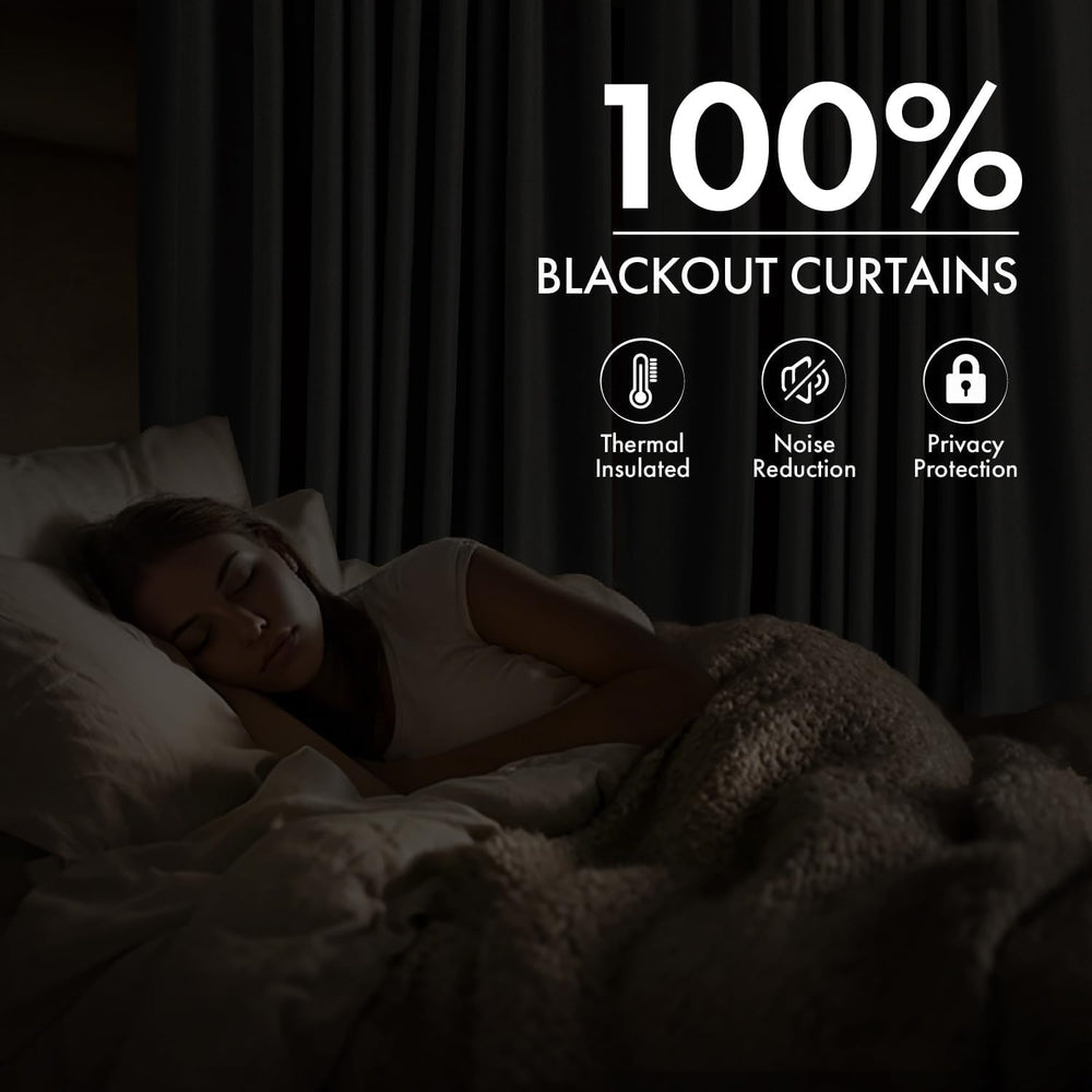 MIULEE 100% Blackout Linen Curtains for Bedroom 40W x 84L Drak Brown