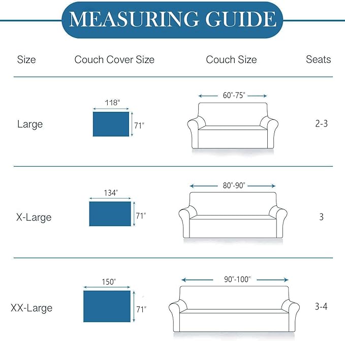 HANDONTIME Loveseat Cover Navy Blue Couch Covers Easy Fitted Sofa Covers - Image 6