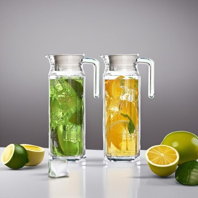 Glass Pitcher with Lid – Set of 2 34Oz Glass Water Pitcher – Cold Water Carafe - Image 5