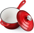 Homikit 1 Quart Saucepan with Lid, Small Enameled Cast Iron Sauce Pan, Enamel by Homikit