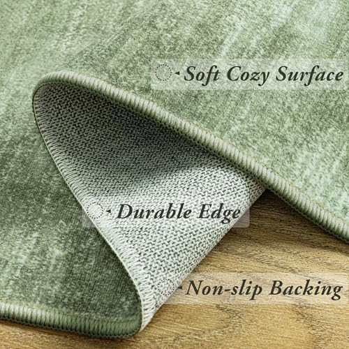 Abstract Area Rugs 8x10 Washable Dark Green Extra Large Carpet for Bedroom