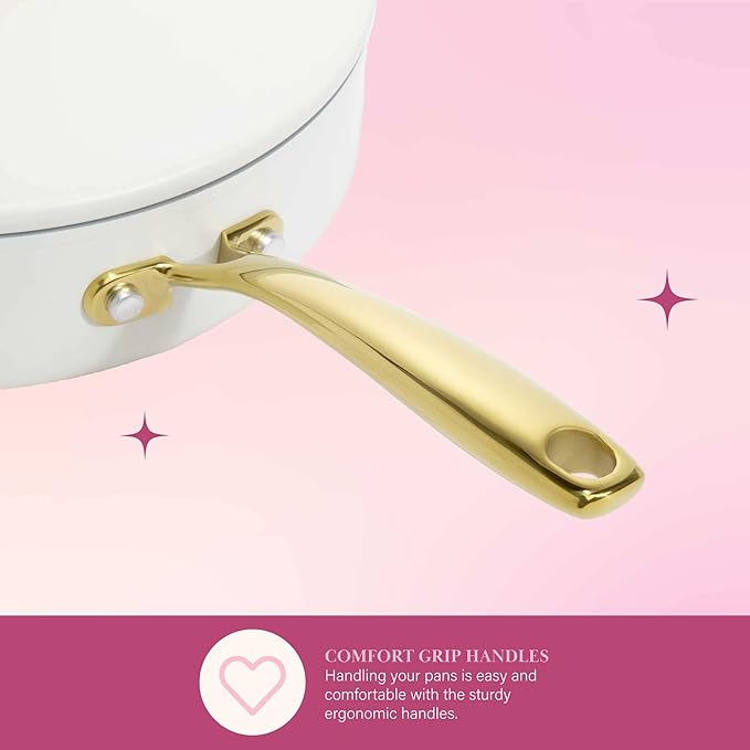 Paris Hilton Iconic Nonstick Pots and Pans Set, Matching Lids - Image 9