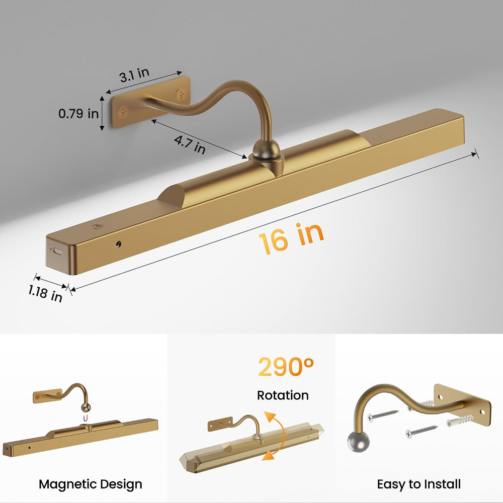 Picture Light Battery Rechargeable, 3Pack Picture Light for Wall with Remote,...