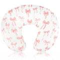 Nursing Pillow Cover, Removable Nursing Covers for Breastfeeding Pillows, Stretchy and Soft Fit for Baby Girls Boys Newborn, Pink Bow(Only Cover)