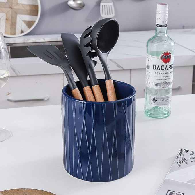KOOV Kitchen Utensil Holder, Large Ceramic Utensil Crock, Deep and Stable - Image 5