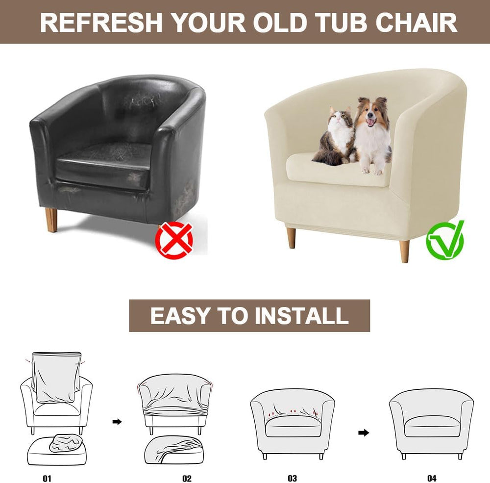 Velvet Club Chair Slipcover 2 Piece Swivel Barrel Chair Covers Slipcover Tub ...