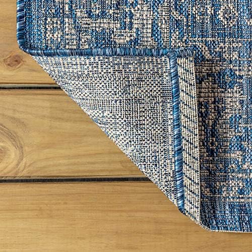 JONATHAN Y Weave Floral Indoor Outdoor Area Rug 3X5 Navy/Gray, Tela Bohemian ...
