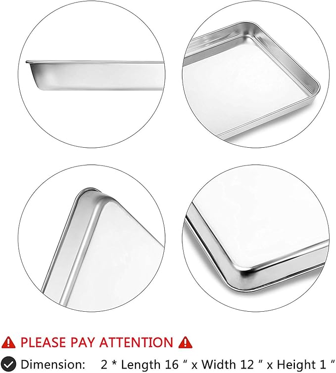 Baking Sheets Set of 2, Bastwe 16 inch Cookie Sheets & Stainless Steel Baking - Image 3