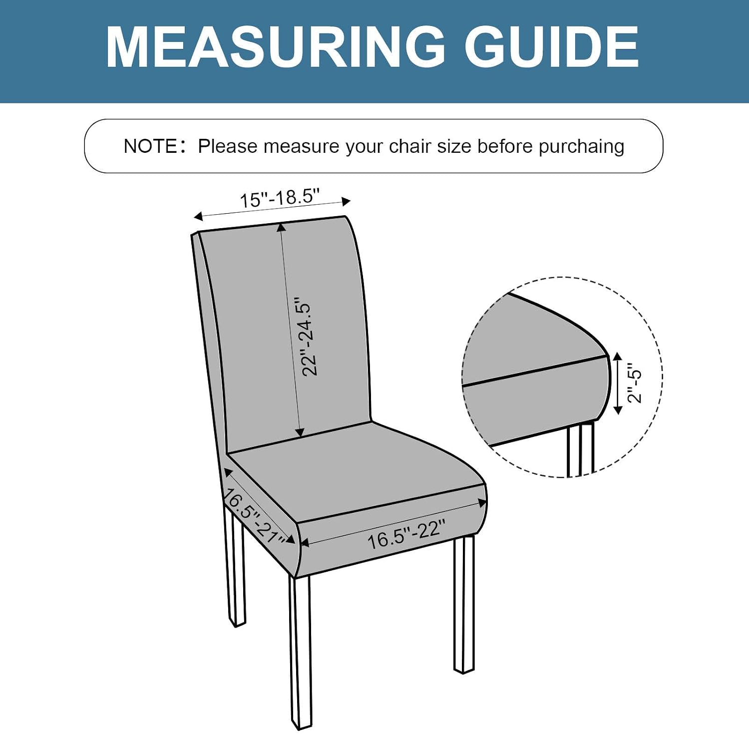 Waterproof Dining Chair Covers Set of 6 Parsons Chair Slipcovers | Double Waterproof Protection,Stretch Fit,Textured Jacquard Pattern,Machine Washable,Fits Large Parsons,Kitchen,Pet Friendly