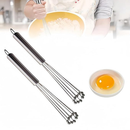2 Pieces 10.23inch Stainless Steel Ball Whisks, Durable Manual Egg Beater - Image 2