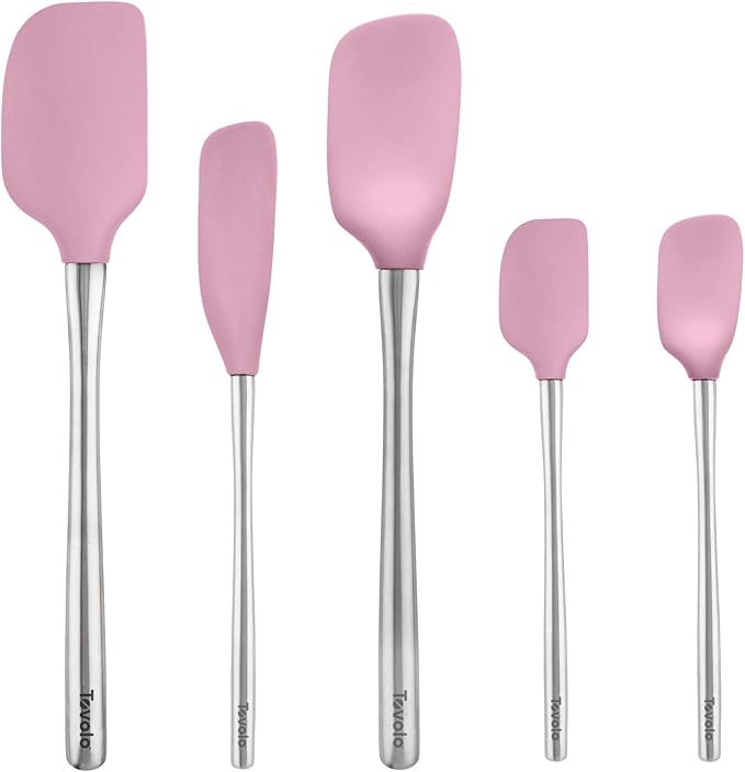 Tovolo Stainless Steel Handled Silicone Spatula Set of 5 Pink Sorbet, by Tovolo