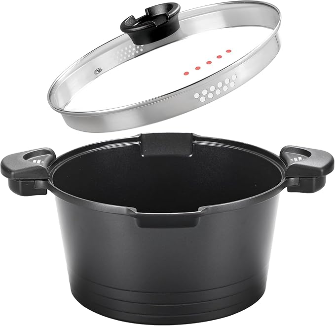 8.5qt Pasta Pot with Strainer Lid, Cast Aluminum Stockpot Multipot, Nonstick