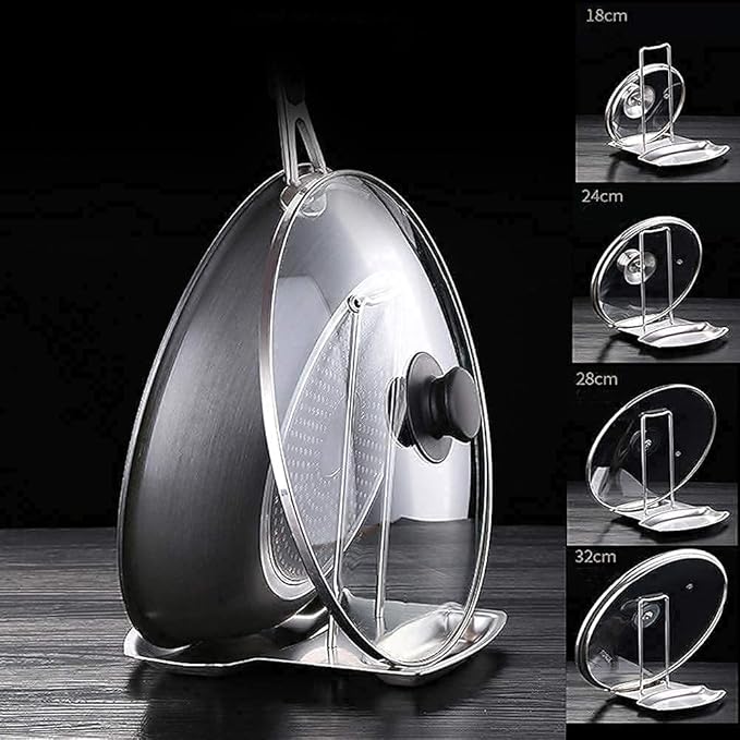 Pan Lid Holder Progressive Lid and Spoon Rest Shelf 304 Stainless Steel Pan Lid - Image 7